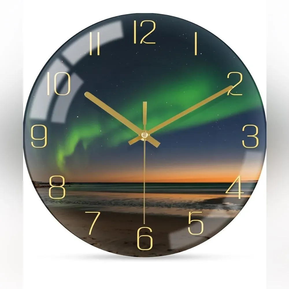 Wonzom 12 in northern lights modern hanging wall clock